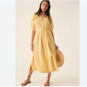 Faherty Dream Cotton Gauze Camel Dress in Sahara Sun New